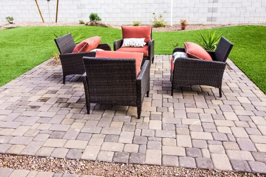 Pavered patio with chairs