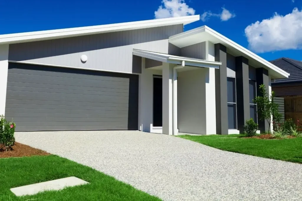 concrete driveway of a modern house