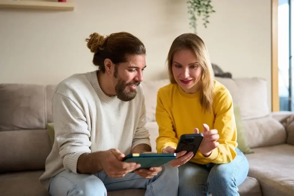 couple comparing notes with each other
