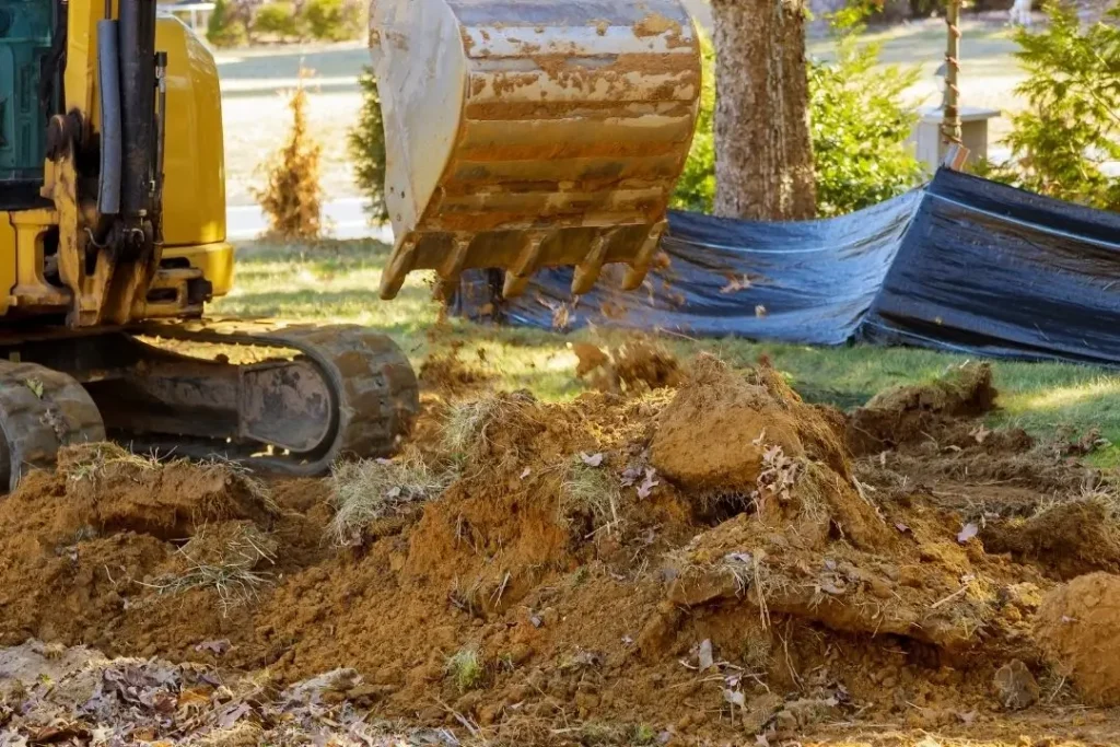 excavating site for ground preparation