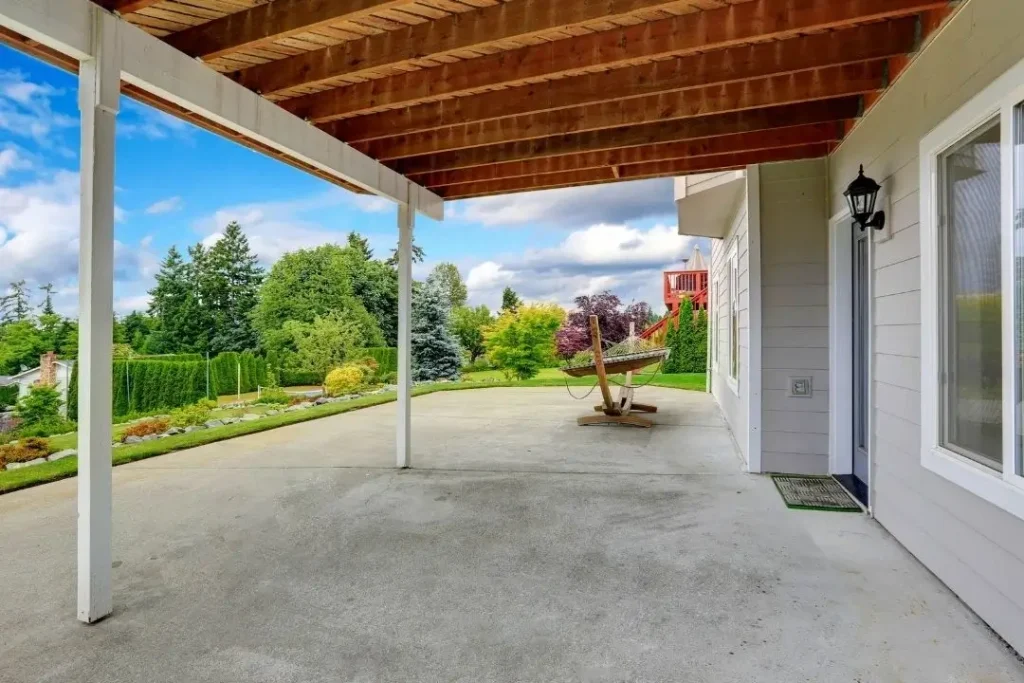 plain concrete patio of a house